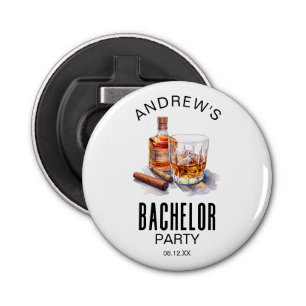 Whiskey and Cigar Modern Bachelor Party Bottle Opener