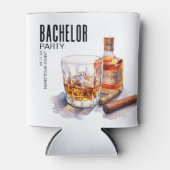 Whiskey and Cigar Modern Bachelor Party Can Cooler (Front)