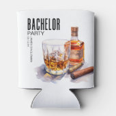 Whiskey and Cigar Modern Bachelor Party Can Cooler (Back)