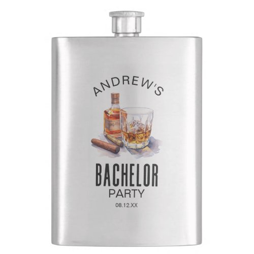 Whiskey and Cigar Modern Bachelor Party Flask