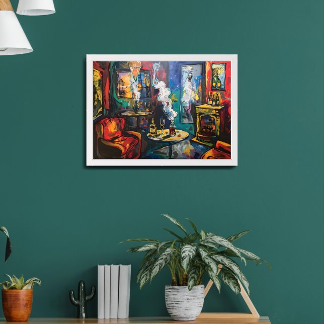 Whiskey and Cigar Symphony in the CIGAR Lounge Framed Art (Living Room 2)