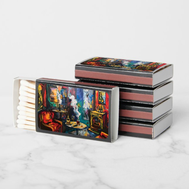 Whiskey and Cigar Symphony in the CIGAR Lounge Matchboxes (Stacked)