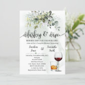 Whiskey and wine couples shower Eucalyptus Invitation (Standing Front)