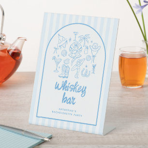Whiskey Bar Blue Beach Life Bachelorette Party Pedestal Sign