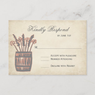 Whiskey Barrel of Wheat Rustic Wedding RSVP Cards
