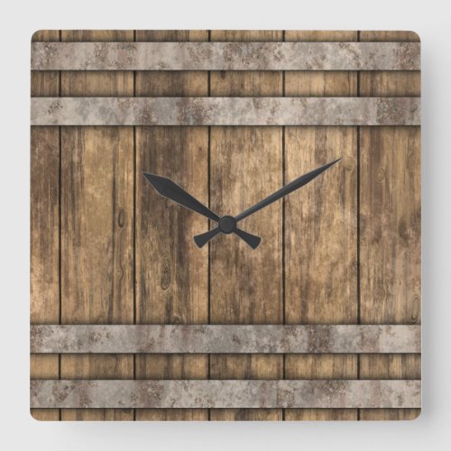 Whiskey Barrel  Square Wall Clock