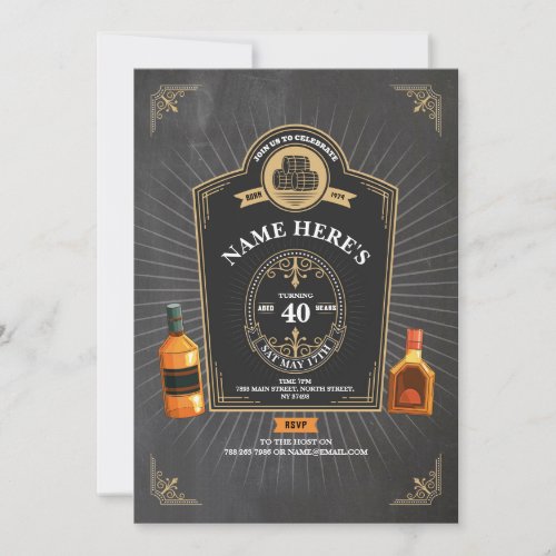 Whiskey Birthday Aged to Perfection 50th 60th Mens Invitation