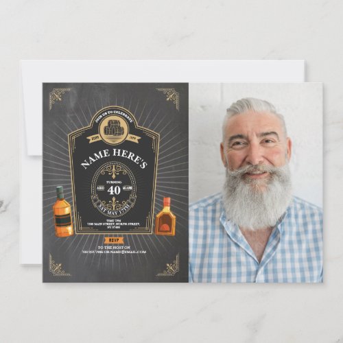 Whiskey Birthday Aged to Perfection 50th Chalk Invitation