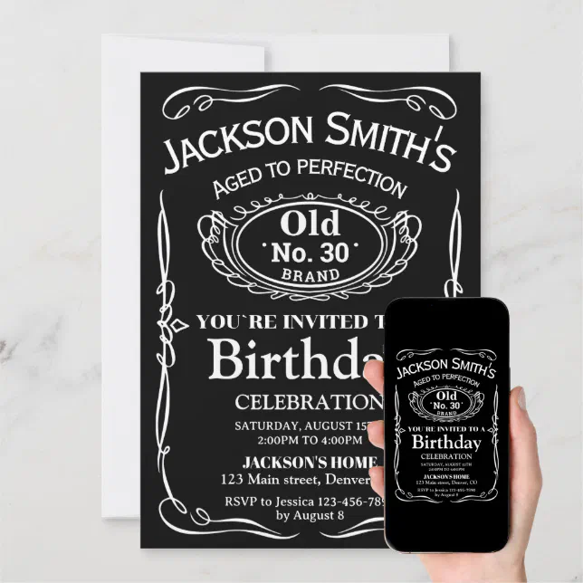 Whiskey Birthday Invitation Adult Liquor Invite Zazzle 0382