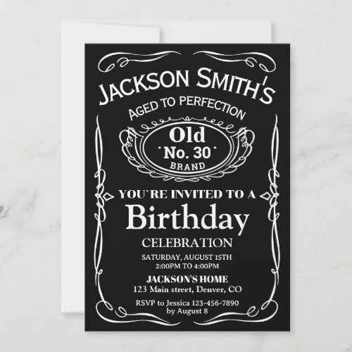 Whiskey birthday invitation Adult liquor invite