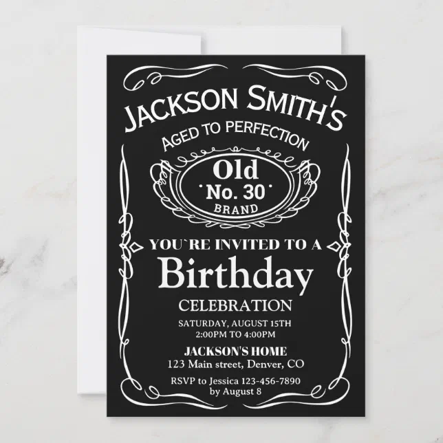 Whiskey Birthday Invitation Adult Liquor Invite Zazzle