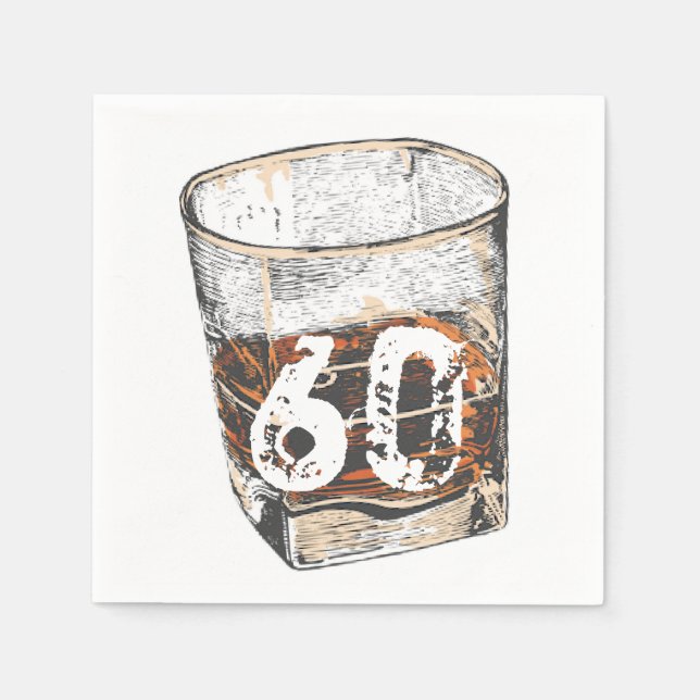 Whiskey Birthday, Invitation for Men, EDITABLE Napkins (Front)