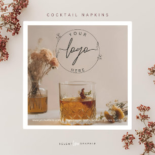 Whiskey Boho Flowers Aesthetic Cocktail Napkins