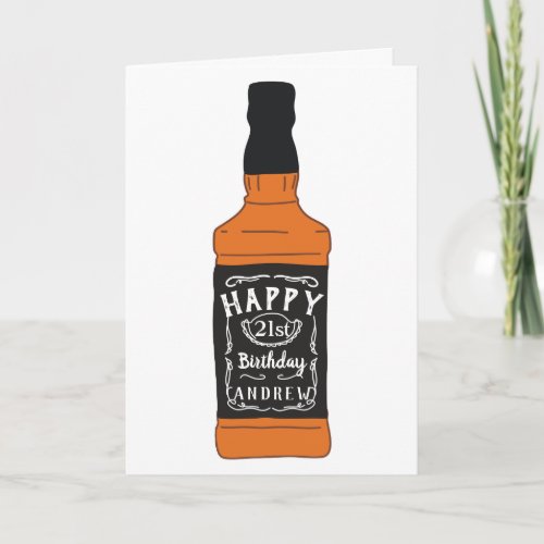 Whiskey Bottle 21st Birthday Whiskey Lovers Card