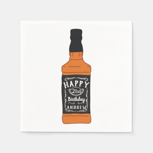 Whiskey Bottle 21st Birthday Whiskey Lovers Napkins