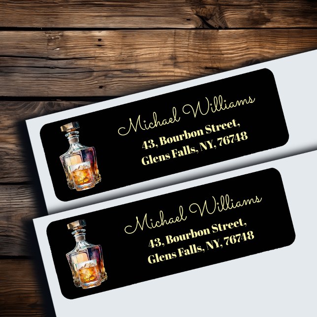 Whiskey Bottle Glass Return Address Label (Creator Uploaded)