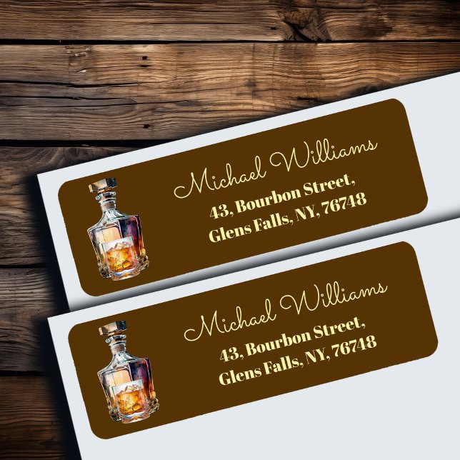 Whiskey Bottle Glass Return Address Label (Creator Uploaded)