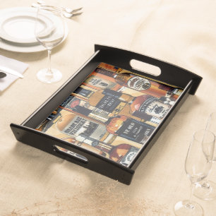 Whiskey Bottles Pattern Serving Tray