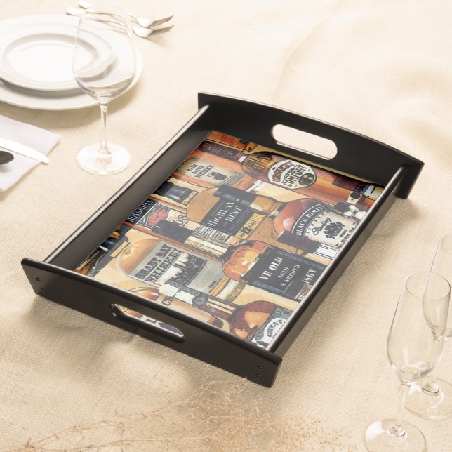 Whiskey Bottles Pattern Serving Tray (Front)