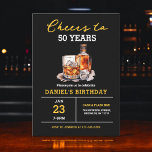 Whiskey Bourbon Cheers to 50 Years Birthday Party Invitation<br><div class="desc">Raise a glass and toast to four decades of excellence with our "Cheers to 50 Years" Whiskey Bourbon Birthday Party Invitation! This design captures the sophistication of aged whiskey, featuring elegant typography and bourbon-inspired details. Join us for a night of fine spirits, delicious bites, and unforgettable memories as we celebrate...</div>