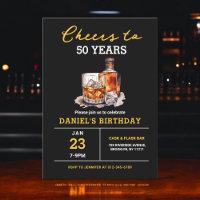 Whiskey Bourbon Cheers to 50 Years Birthday Party