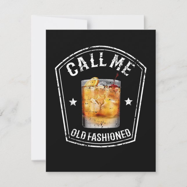 Whiskey Calls Me Old Fashioned Thank You Card (Front)