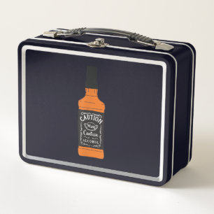 Whiskey Caution May Contain Alcohol Metal Lunch Box
