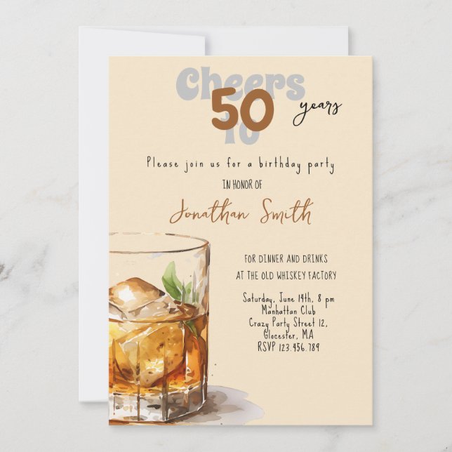 Whiskey celebration birthday party  invitation (Front)