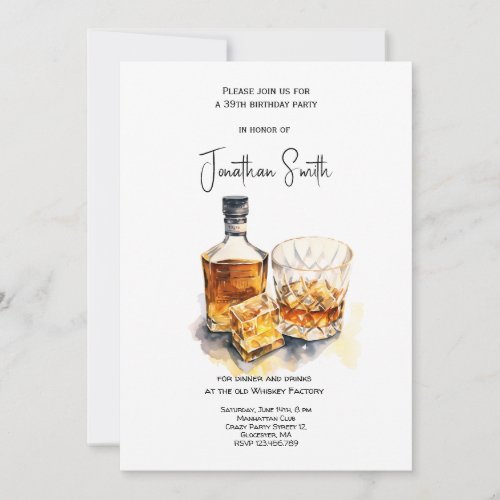 Whiskey celebration birthday party  invitation