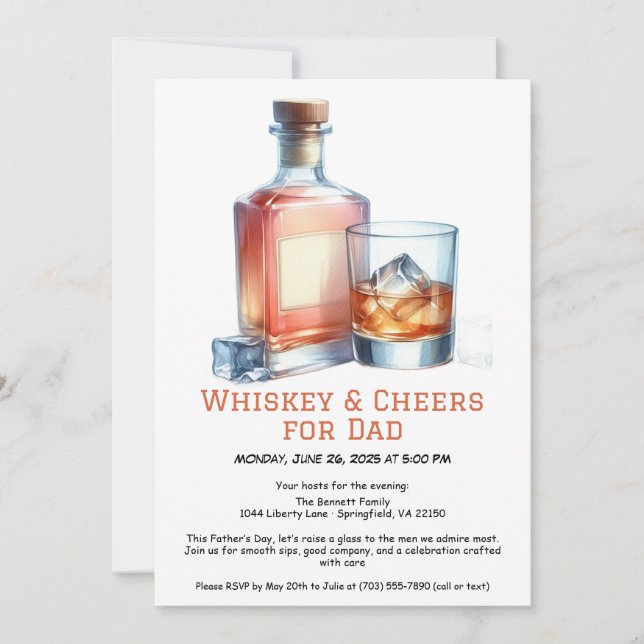 Whiskey & Cheers for Dad – Father’s Day Invitation (Front)