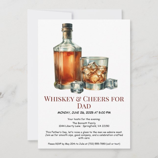 Whiskey & Cheers for Dad – Father’s Day Invitation (Front)