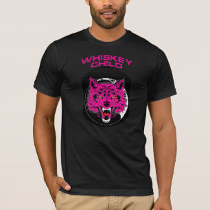 WHISKEY CHILD - Black T-Shirt w/PINK WOLF Logo