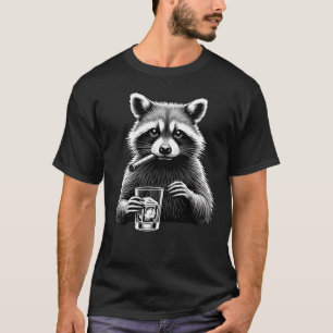 Whiskey Cigar Funny Raccoon T-Shirt for Men