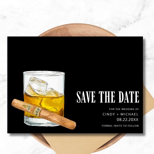 Whiskey Cigar Photo Wedding  Save The Date