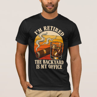 Whiskey Cigar Retirement Humor Vintage Backyard T-Shirt