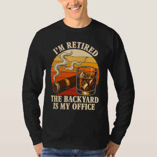 Whiskey Cigar Retirement Humor Vintage Backyard T-Shirt