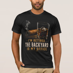 Whiskey Cigar Retirement Humor Vintage Backyard T-Shirt