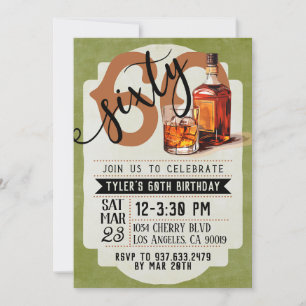 Whiskey & Cigars 60th Birthday Invitation