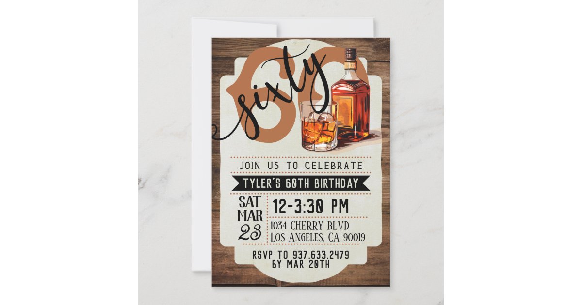 Whiskey & Cigars 60th Birthday Invitation | Zazzle