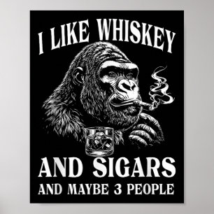 Whiskey, Cigars, And Monkey Humor Vintage Retro St Poster