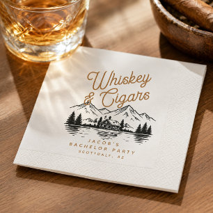 Whiskey & Cigars Bachelor Party Cabin Lake House Napkins