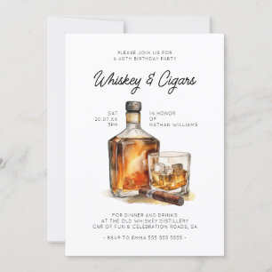 Whiskey & Cigars Men's Birthday Invitation