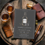 Whiskey Dining Black White Modern 50th Birthday Invitation<br><div class="desc">50th birthday party ideas for men: a whiskey themed, fine dining and whiskey party and an invitation featuring a frame of illustrated whiskey barrels and an illustration of a whiskey bottle. These 50th birthday party invitations for men with a whiskey theme can be easily and fully customized, printable or available...</div>