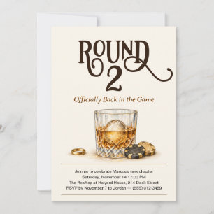 Whiskey Divorce Party Invitation Round 2 Poker