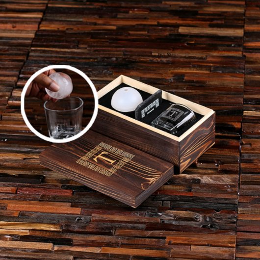 Whiskey Gift Set: Ice Ball Mold, Coaster & Glass (3/4)