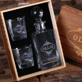 Whiskey Glass Set: Wooden Gift Box and Decanter (Inside)