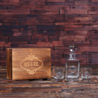 Whiskey Glass Set: Wooden Gift Box and Decanter