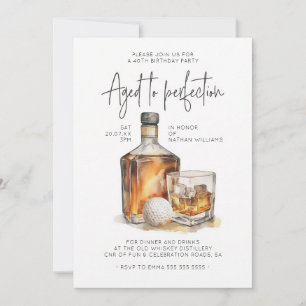 Whiskey Golf Aged to Perfection Men's Birthday Invitation