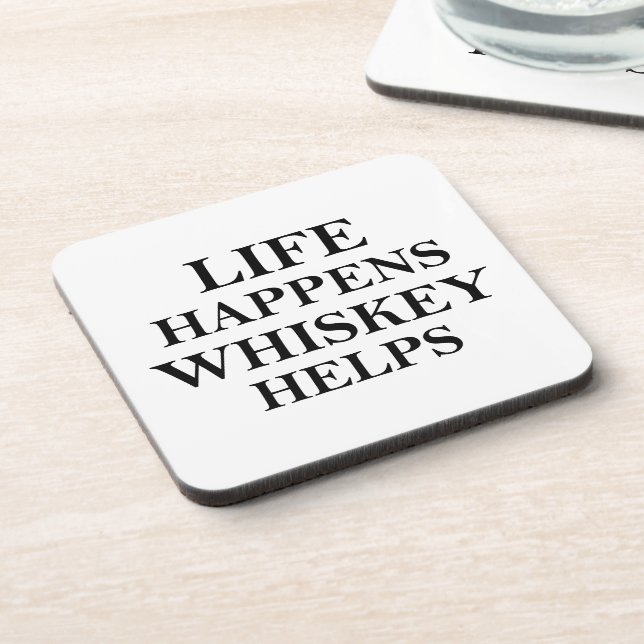 Whiskey helps funny alcohol sayings beverage coaster (Left Side)