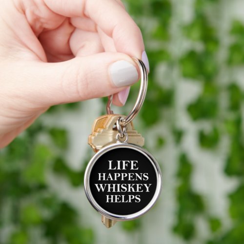 Whiskey helps funny alcohol sayings keychain